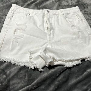 White jean shorts